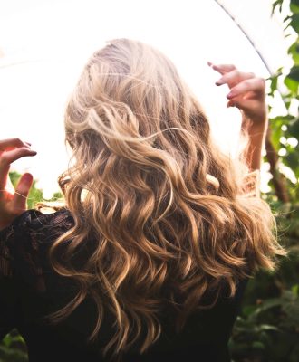 blonde curly hair